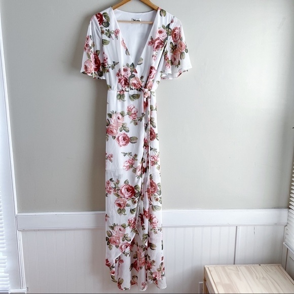 Show Me Your Mumu Rosie Posie‎ Marianne Wrap Maxi Dress in Pink & White, Size XS - Picture 2 of 15